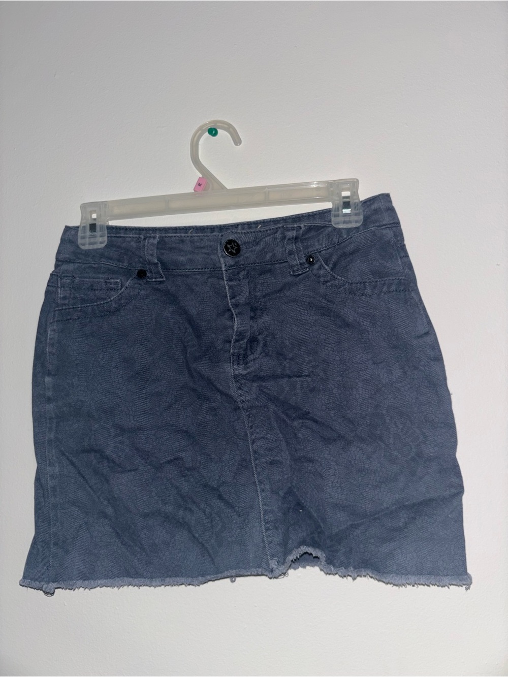 Denim Mini Skirt in Washed Blue